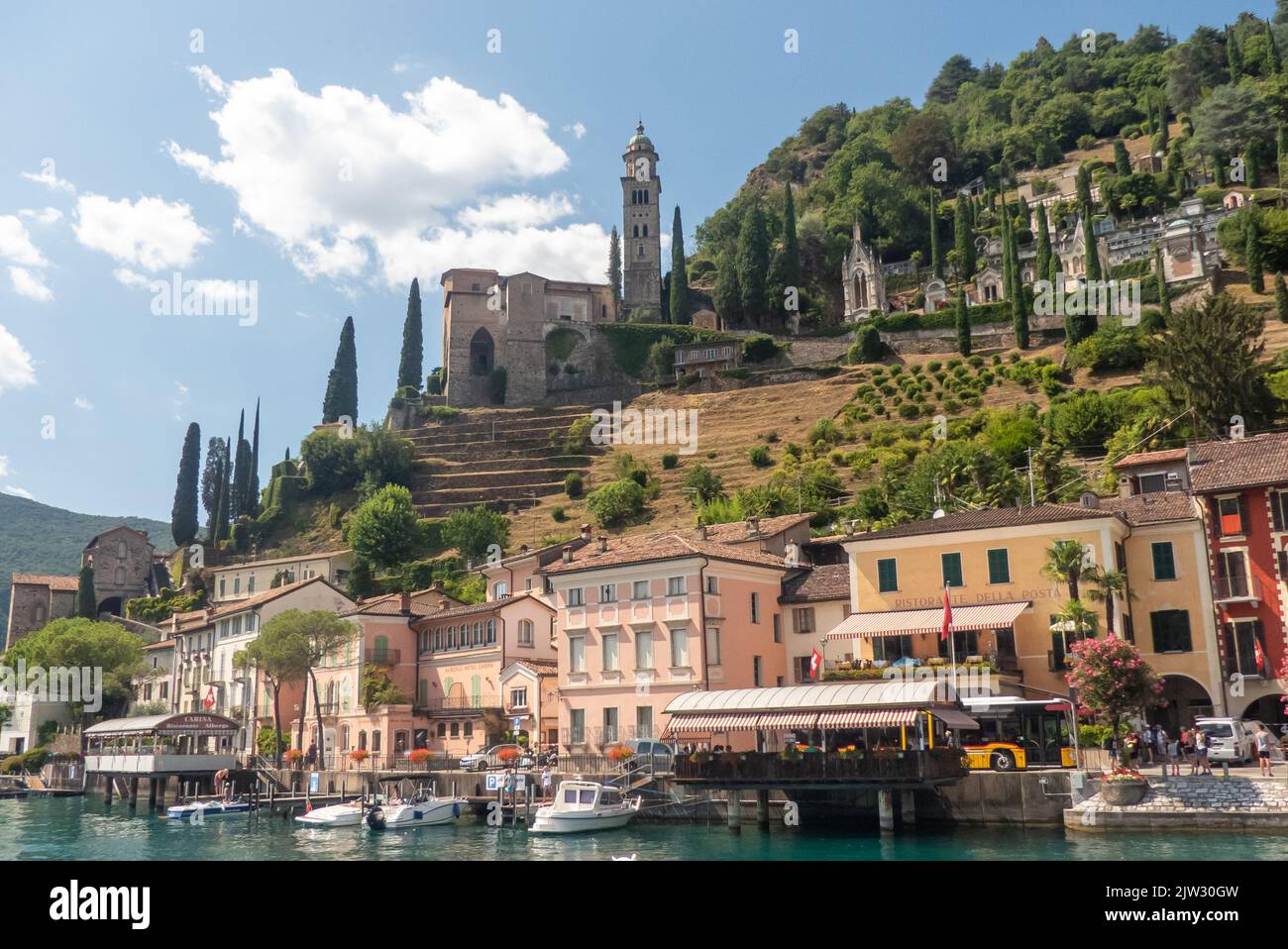 Ticino, Switzerland: the pretty lakeshore village of Morcote on Lake Lugano Stock Photo