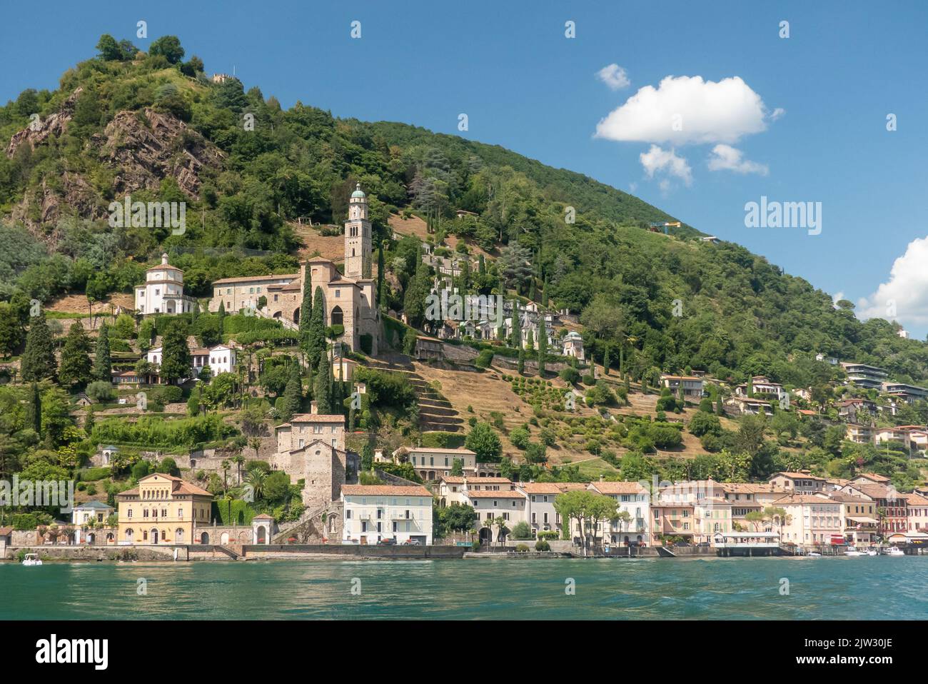 Ticino, Switzerland: the pretty lakeshore village of Morcote on Lake Lugano Stock Photo