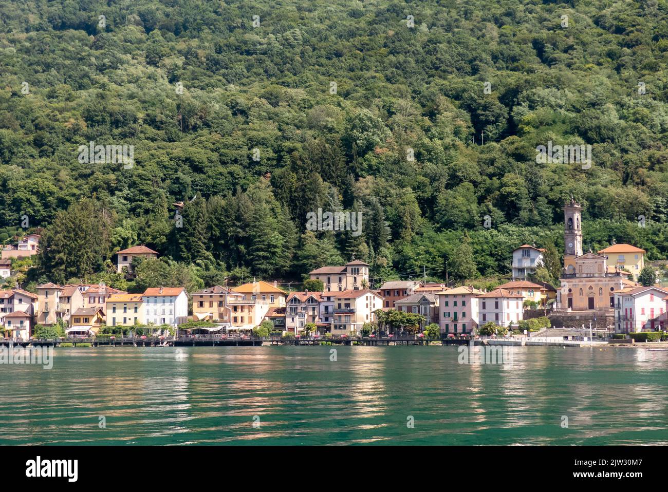 Verese in Italy: the town of Porto Ceresio on the shores of Lake Lugano Stock Photo