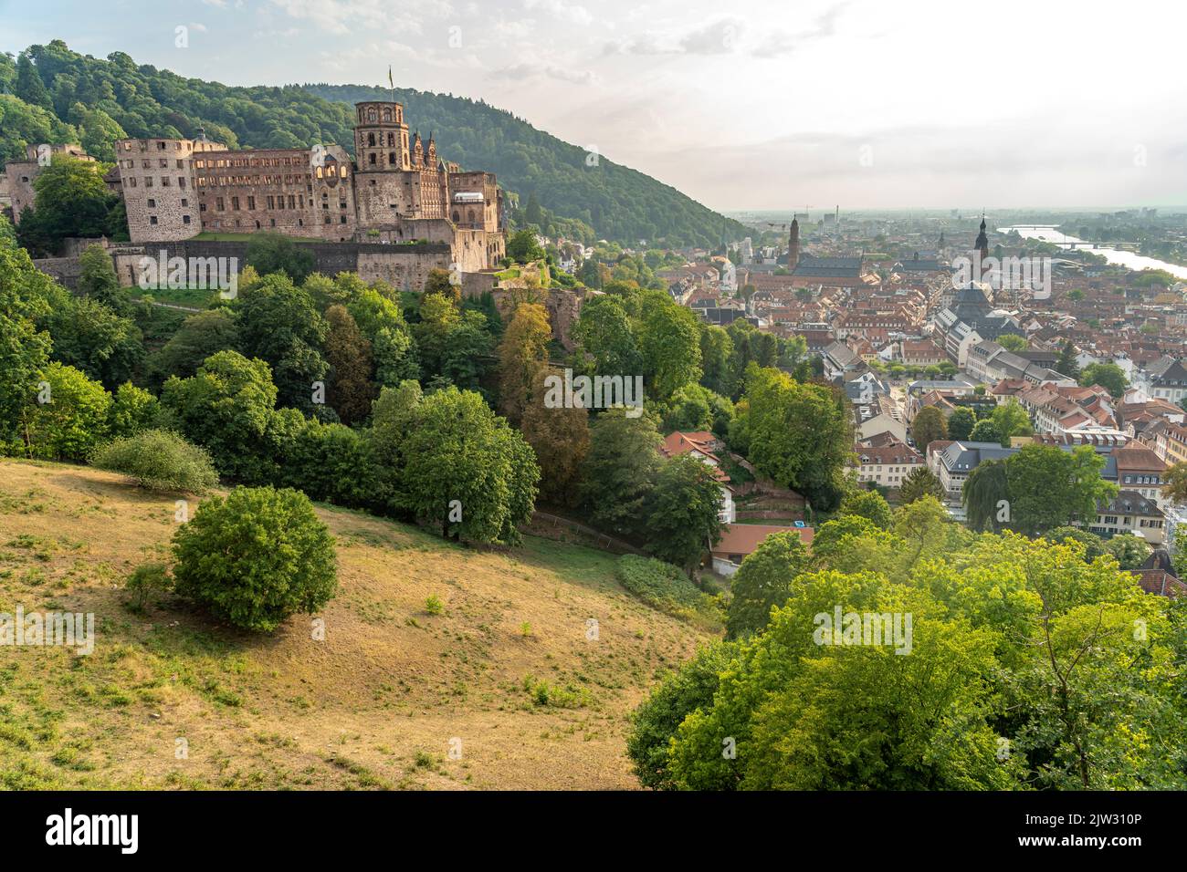 Ruine des Schloss und die Stadt Heidelberg, Baden-Württemberg,  Deutschland | Ruins of Schloss Heidelberg and the City of  Heidelberg, Baden-Württembe Stock Photo