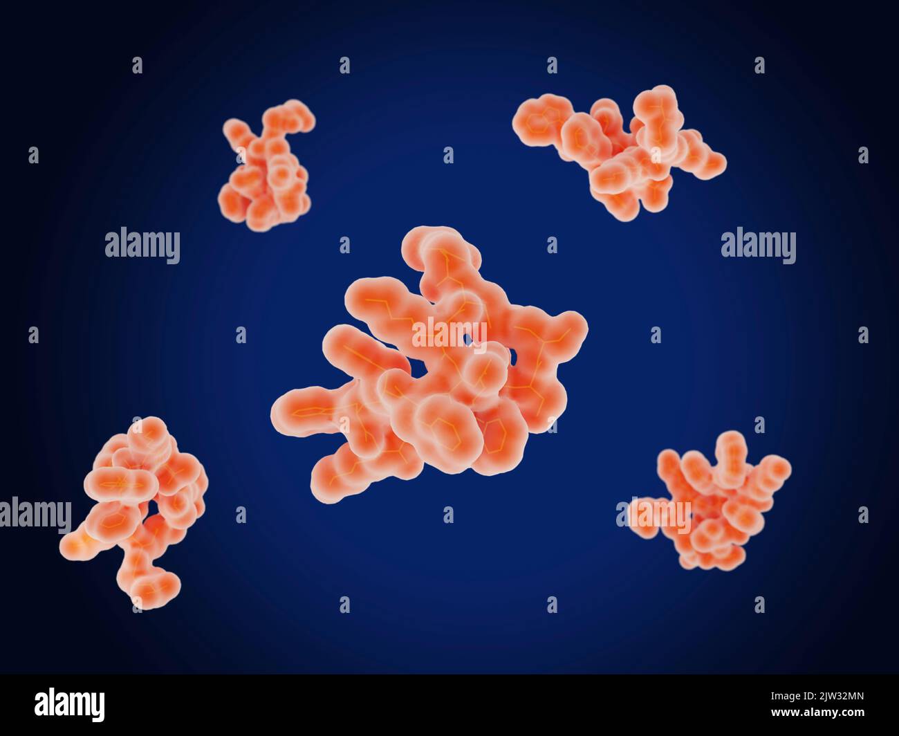 Illustration Of Somatostatin Hormone Molecules They Activate The 