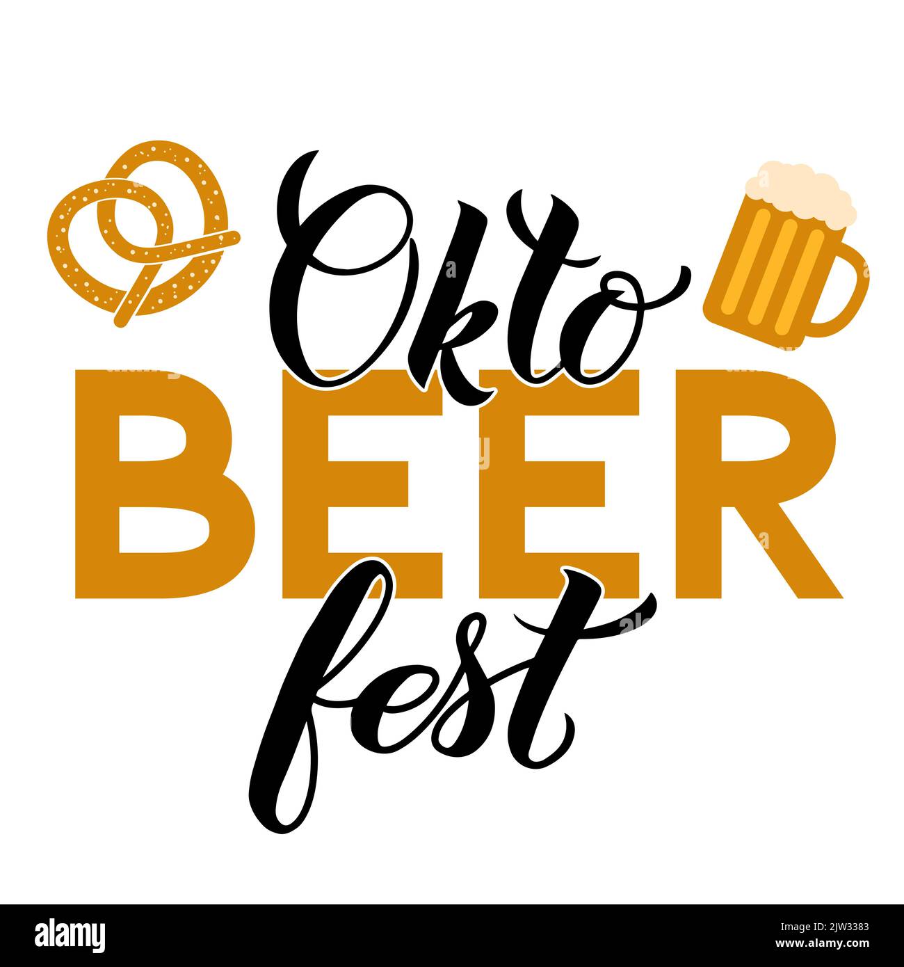 Oktobeerfest. Oktoberfest pun lettering. Traditional Bavarian beer ...
