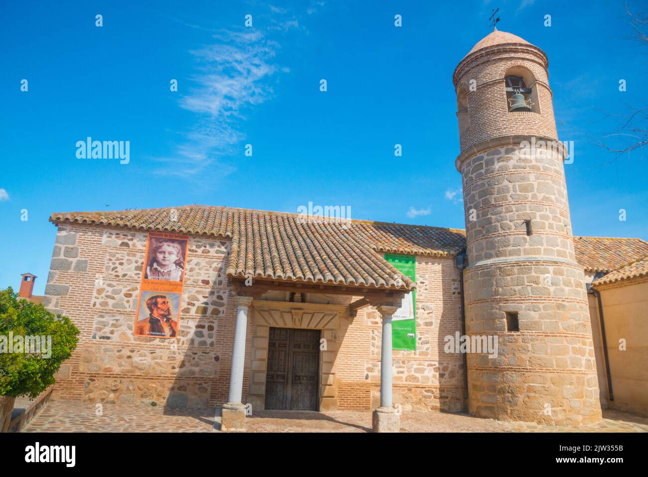 Facade of the church. Arisgotas, Toledo province, Castilla La Mancha, Spain. Stock Photo