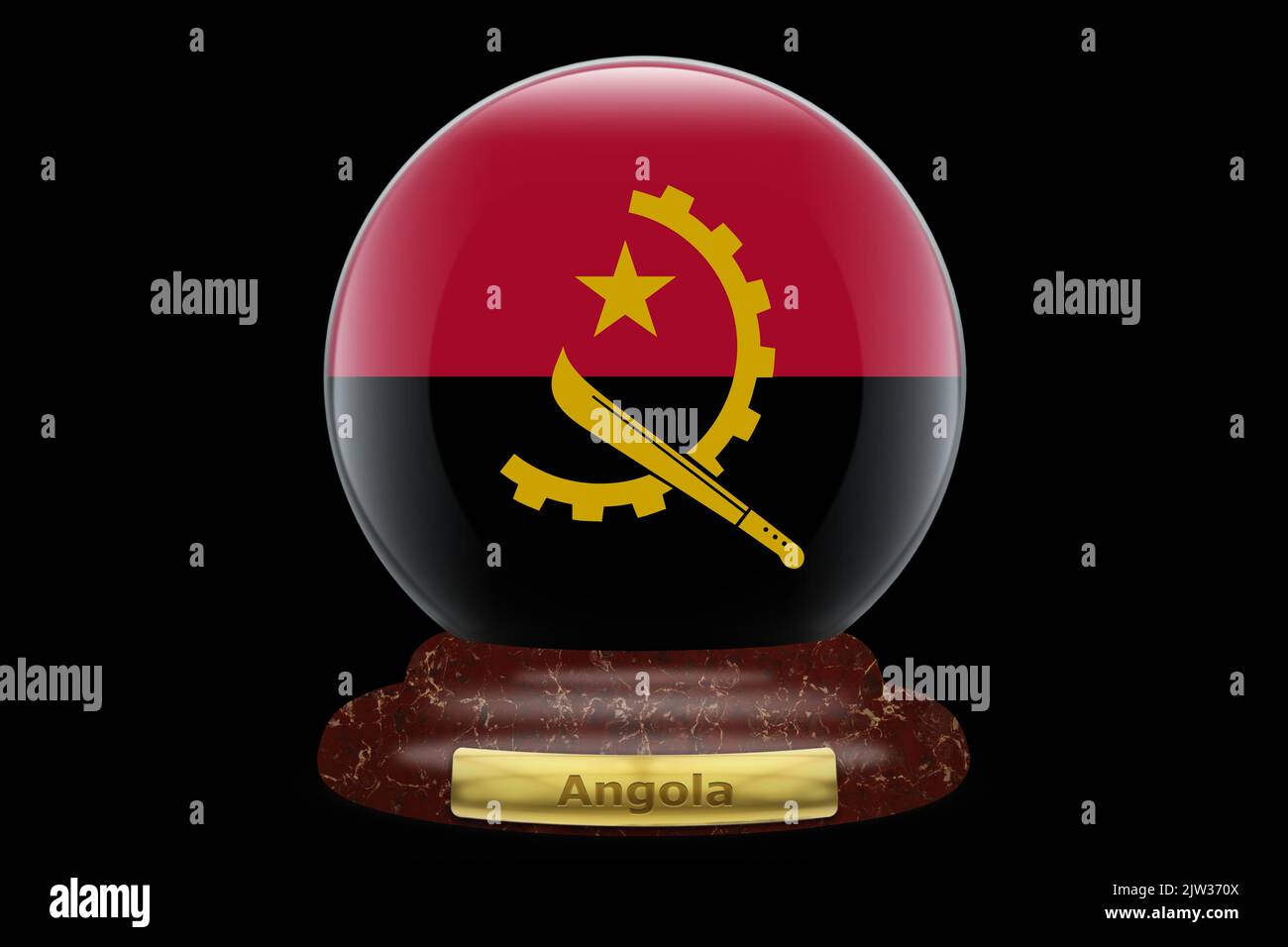 3D Flag of Angola on a globe background Stock Photo - Alamy