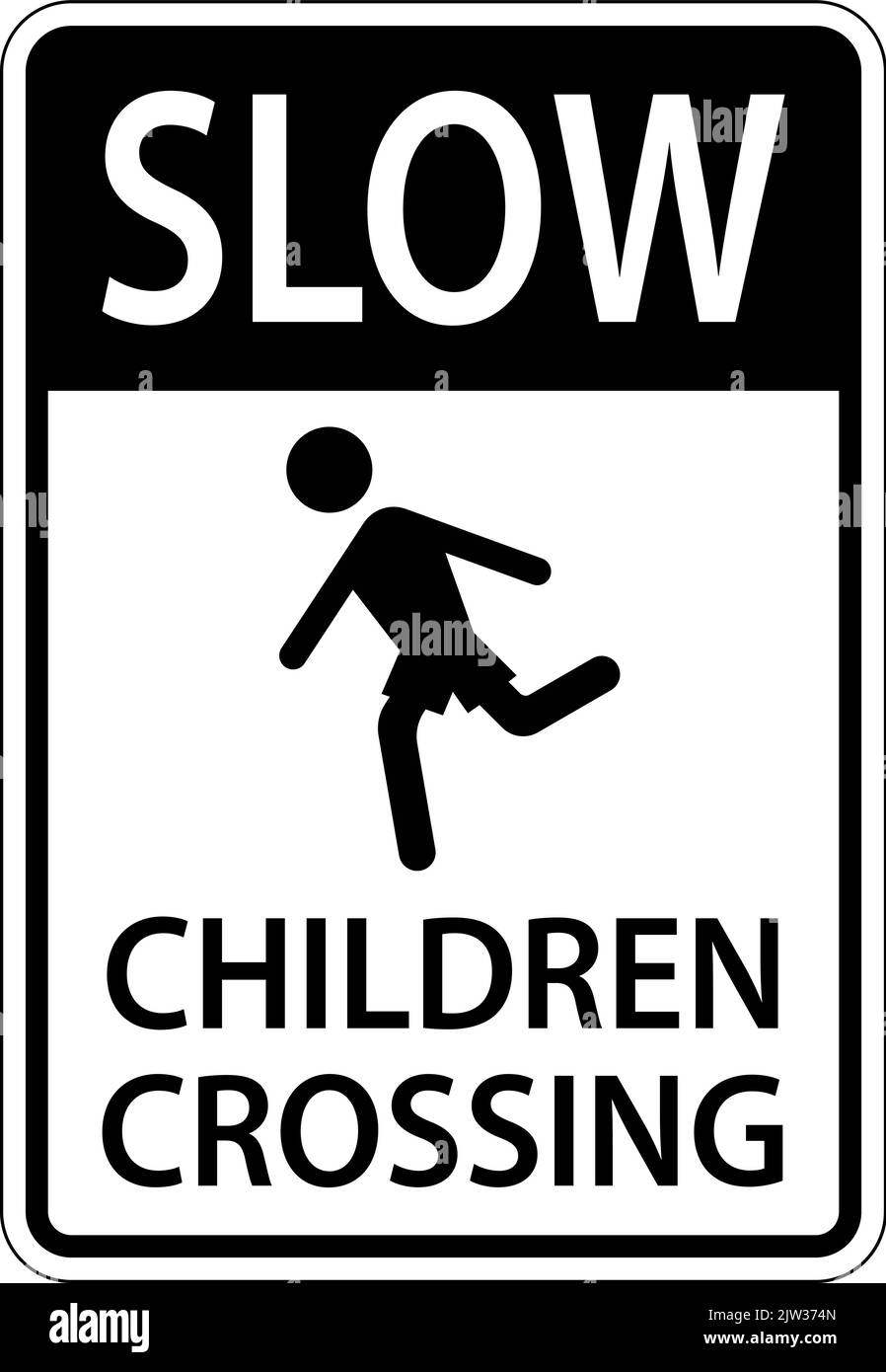 Slow Children Crossing Sign On White Background Stock Vector Image