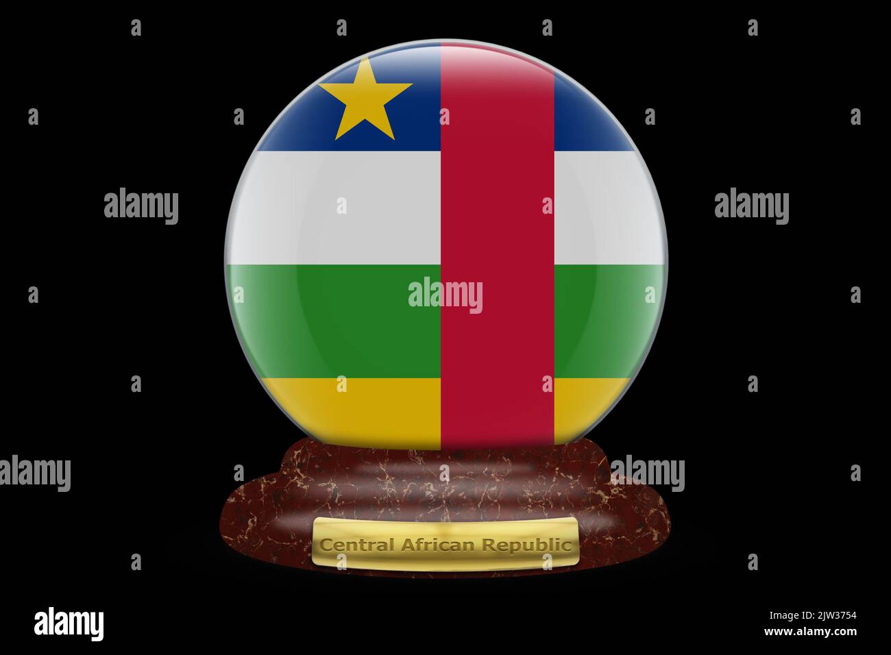 3D Flag of Central African Republic on a globe background Stock Photo ...