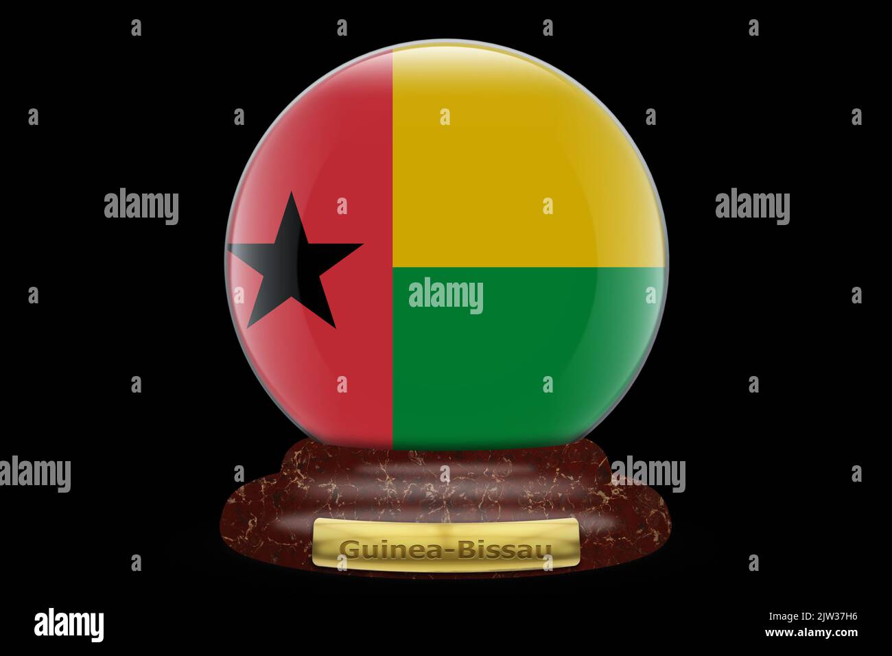 3D Flag of Guinea-Bissau on a globe background Stock Photo - Alamy
