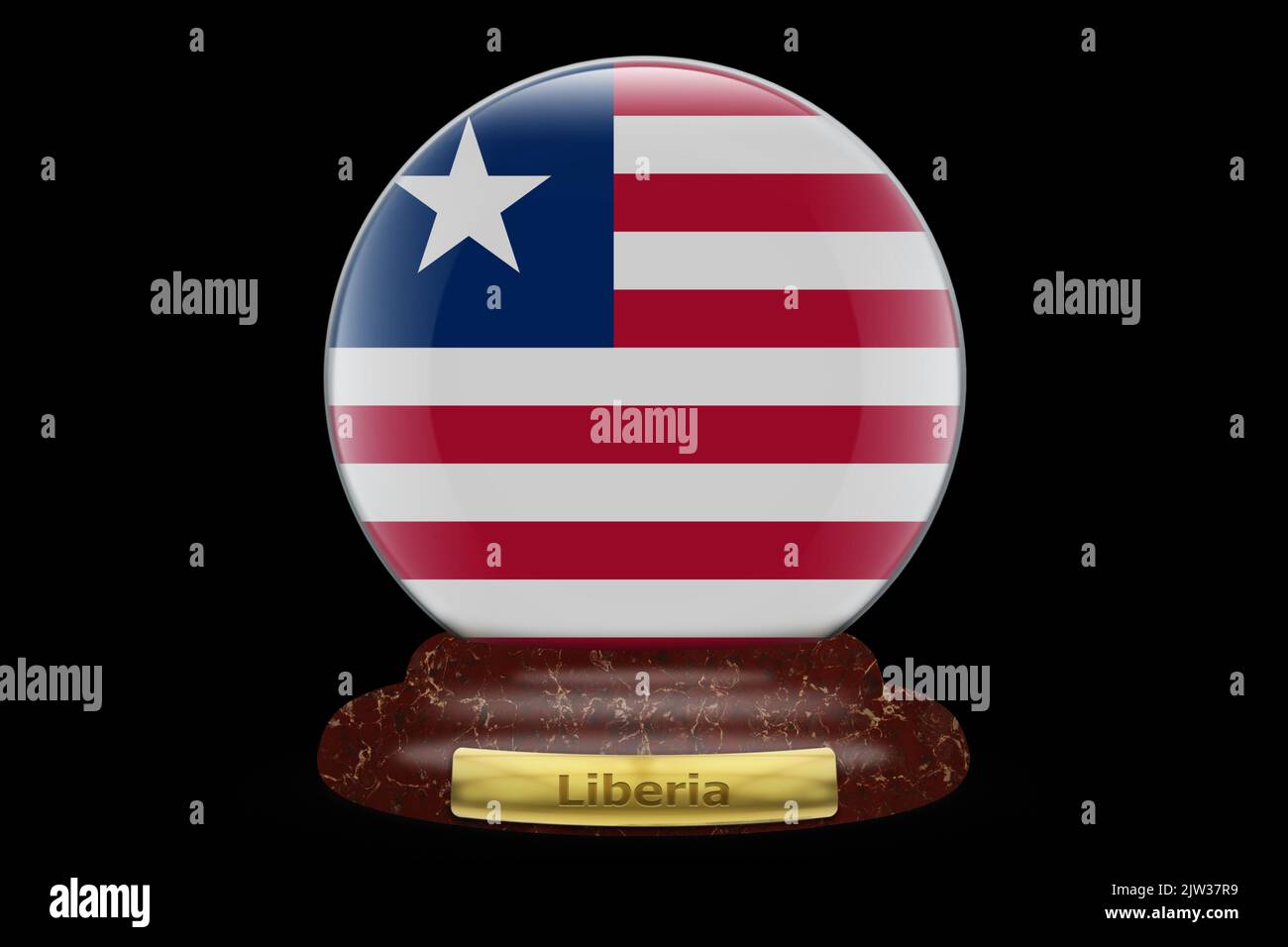 3D Flag of Liberia on a globe background Stock Photo - Alamy