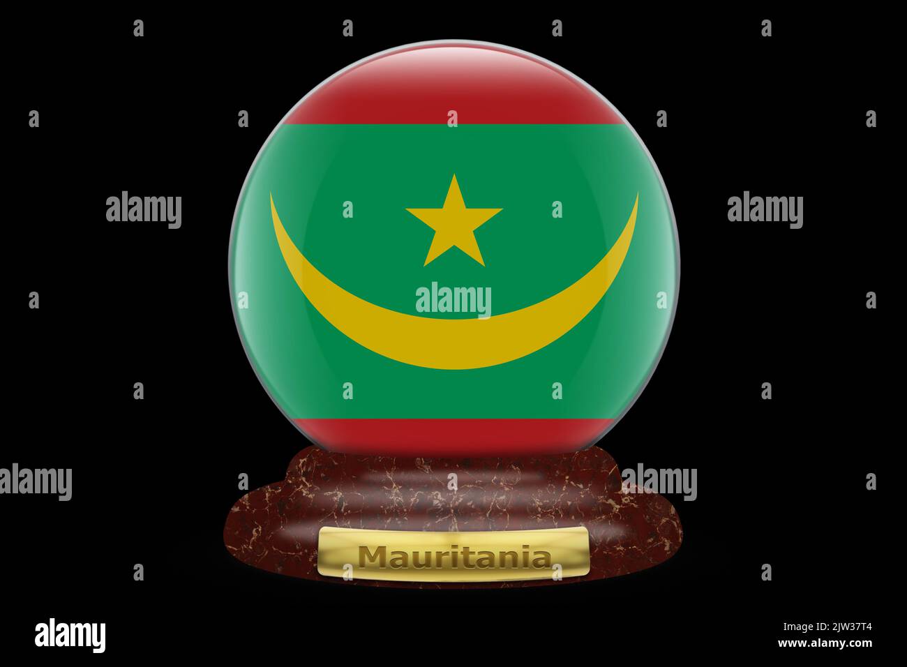 3D Flag of Mauritania on a globe background Stock Photo - Alamy
