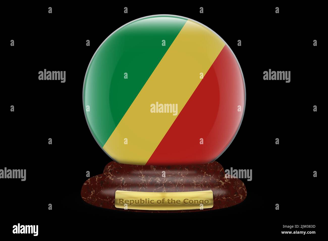 3D Flag of Republic of the Congo on a globe background Stock Photo - Alamy