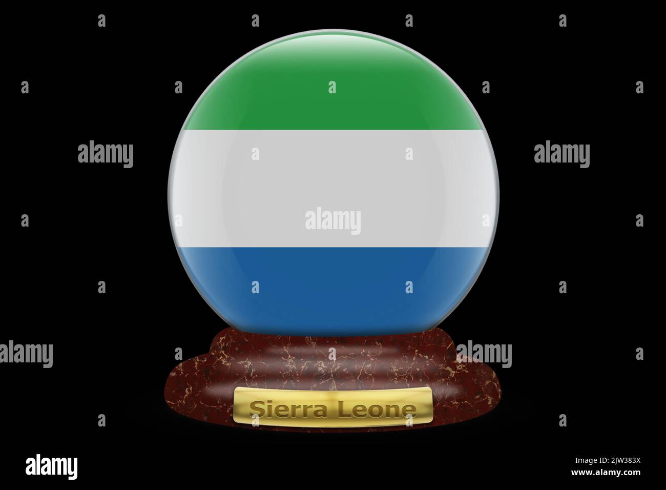 3D Flag of Sierra Leone on a globe background Stock Photo - Alamy