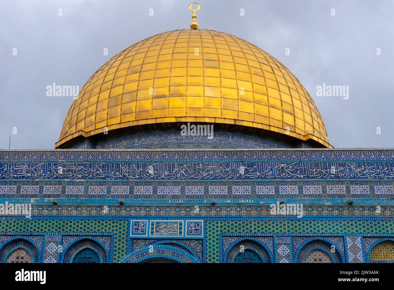 Old Sacred City of Jerusalem, Holy Mosque named Masjid Al Aqsa, islamic icon for Muslims for pray Stock Photo
