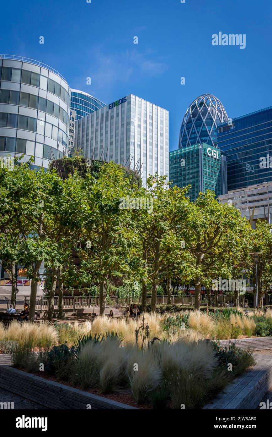 Picture of Green space in central Axe of La Defense, a major business district ...
