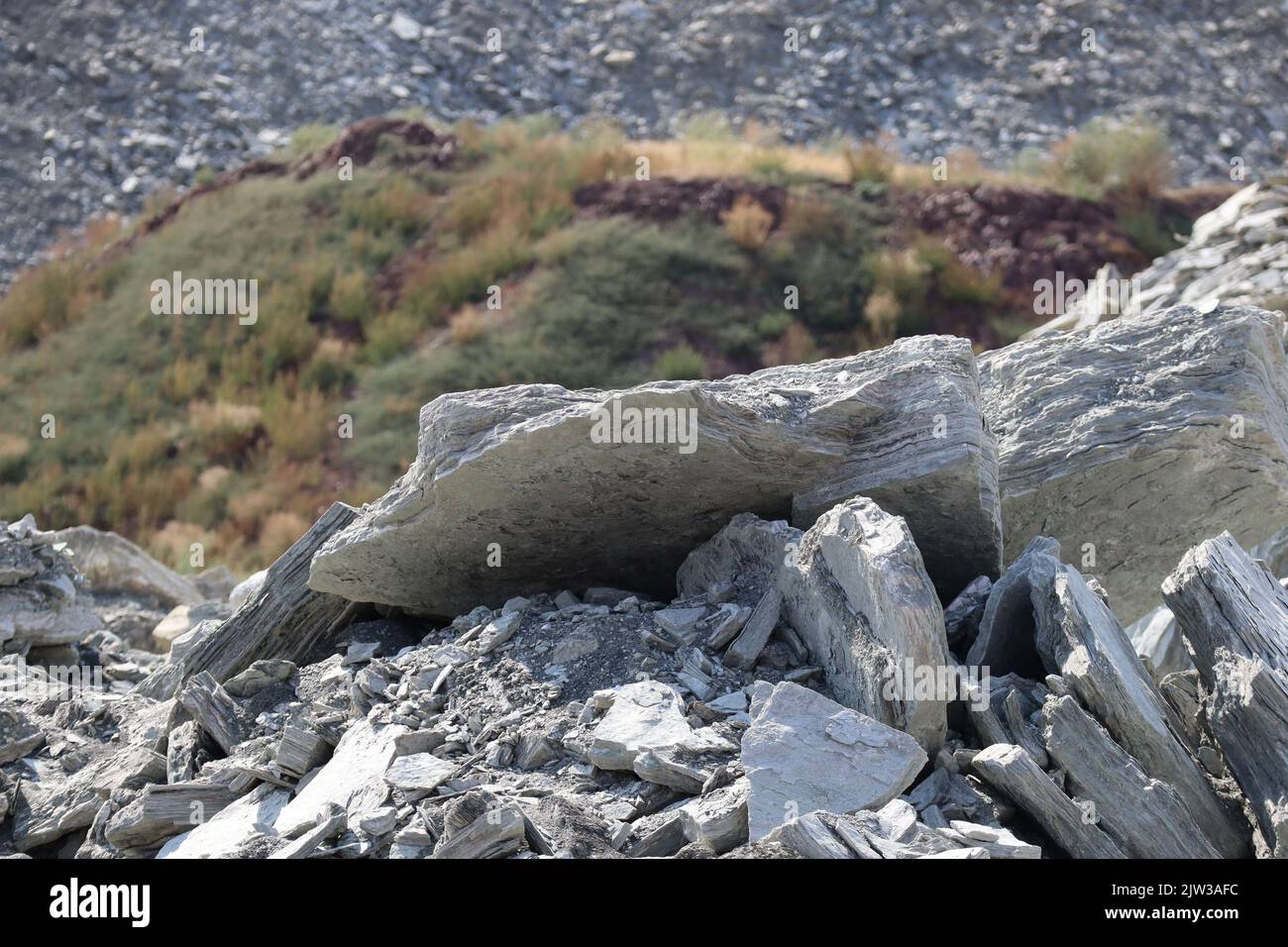 rugged Rocks in Gypsum mining Stock Photo