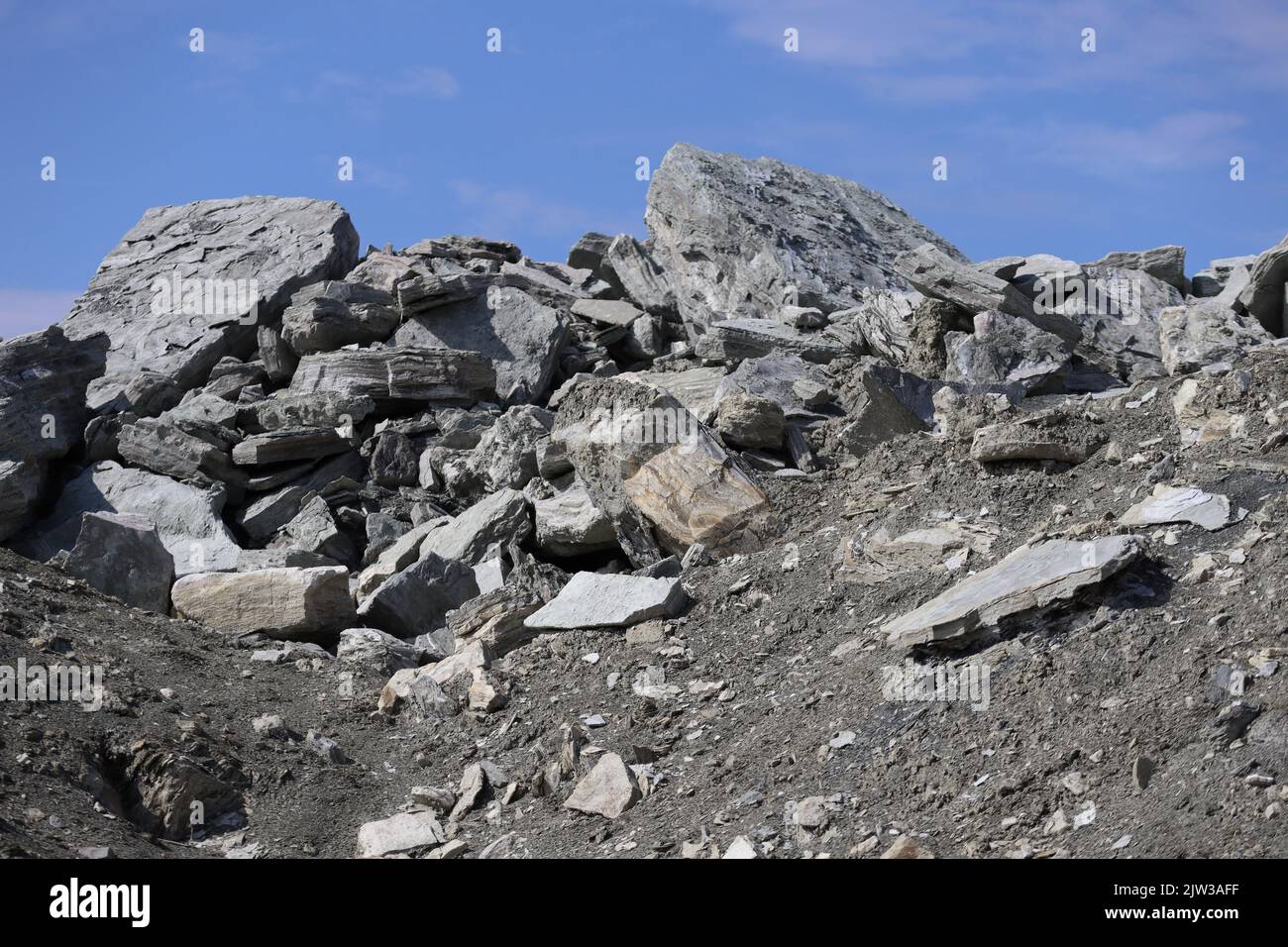 a nice Cross-section during Rock excavation Stock Photo