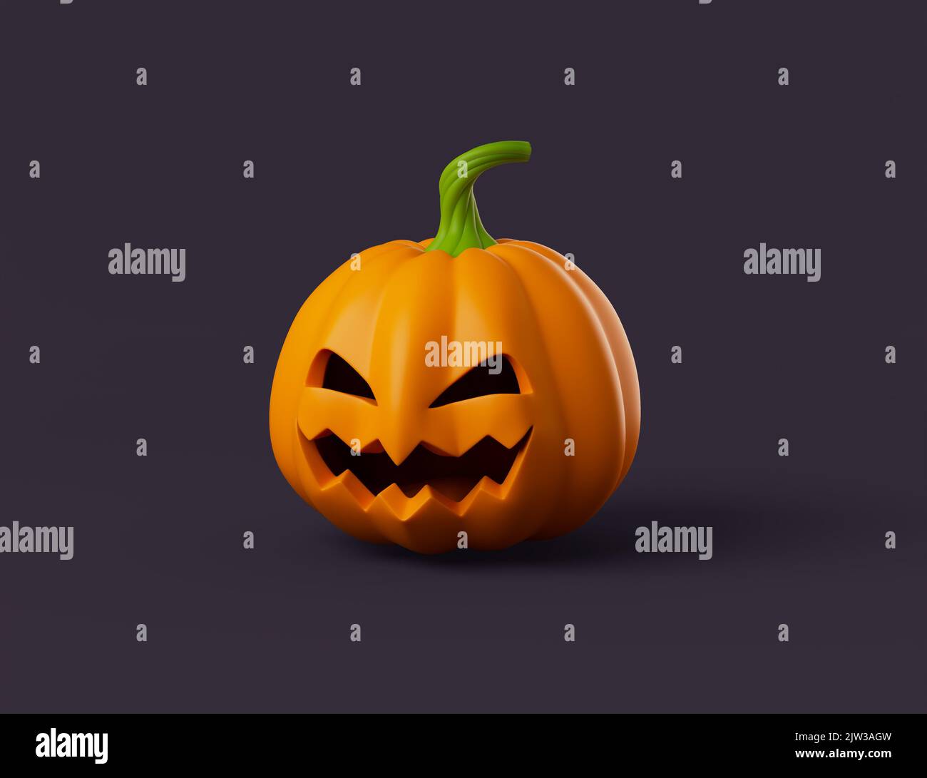Simple halloween cartoon pumpkin 3d render illustartion. Isolated object on dark background Stock Photo