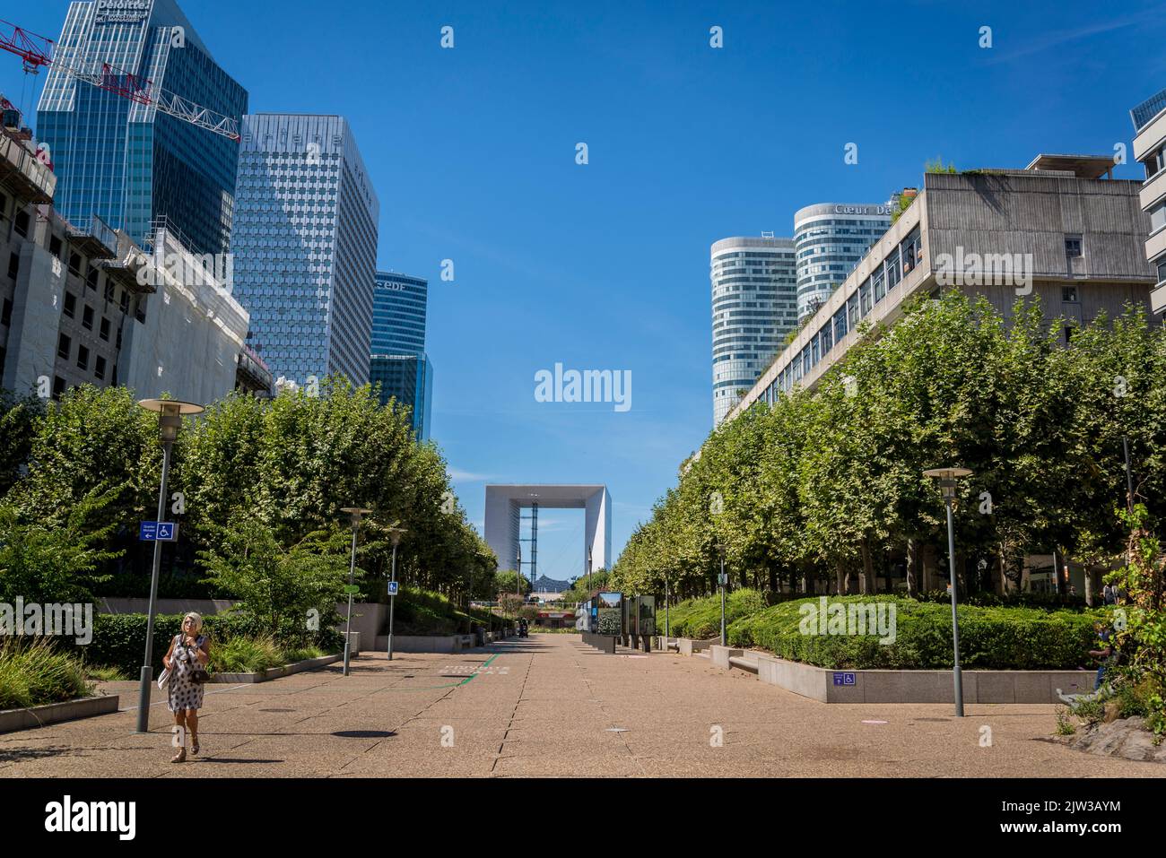 The Grand Arch, La Defense, a major business district located 3 kilometres west of the city limits of Paris, France Stock Photo