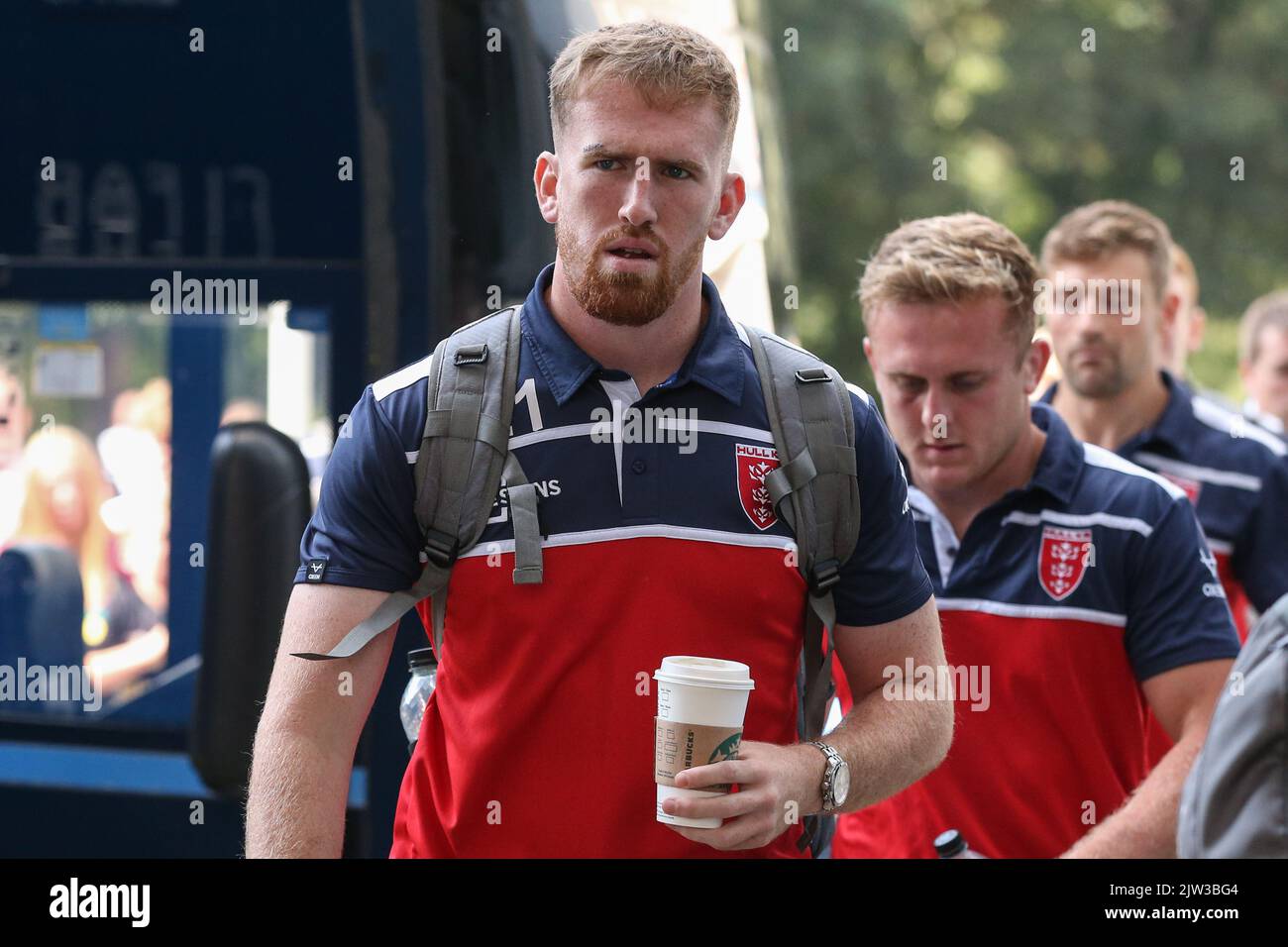 Rowan Milnes #21 of Hull KR arrives at MKM Stadium, Hull, United Kingdom, 3rd September 2022  (Photo by David Greaves Photos/ Via/News Images) Stock Photo