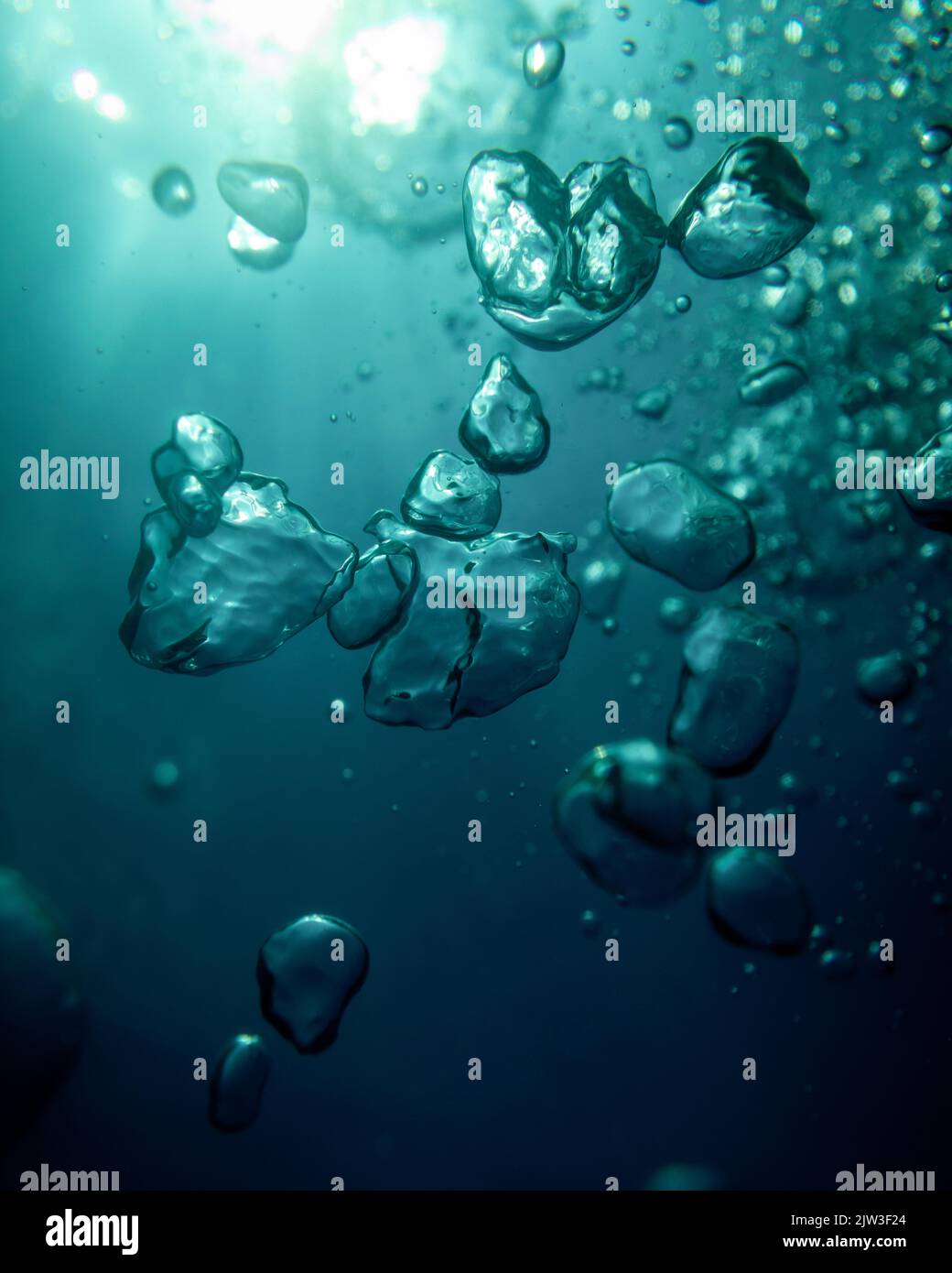 Under water bubble. Playing in the surf to capture bubbles rising to