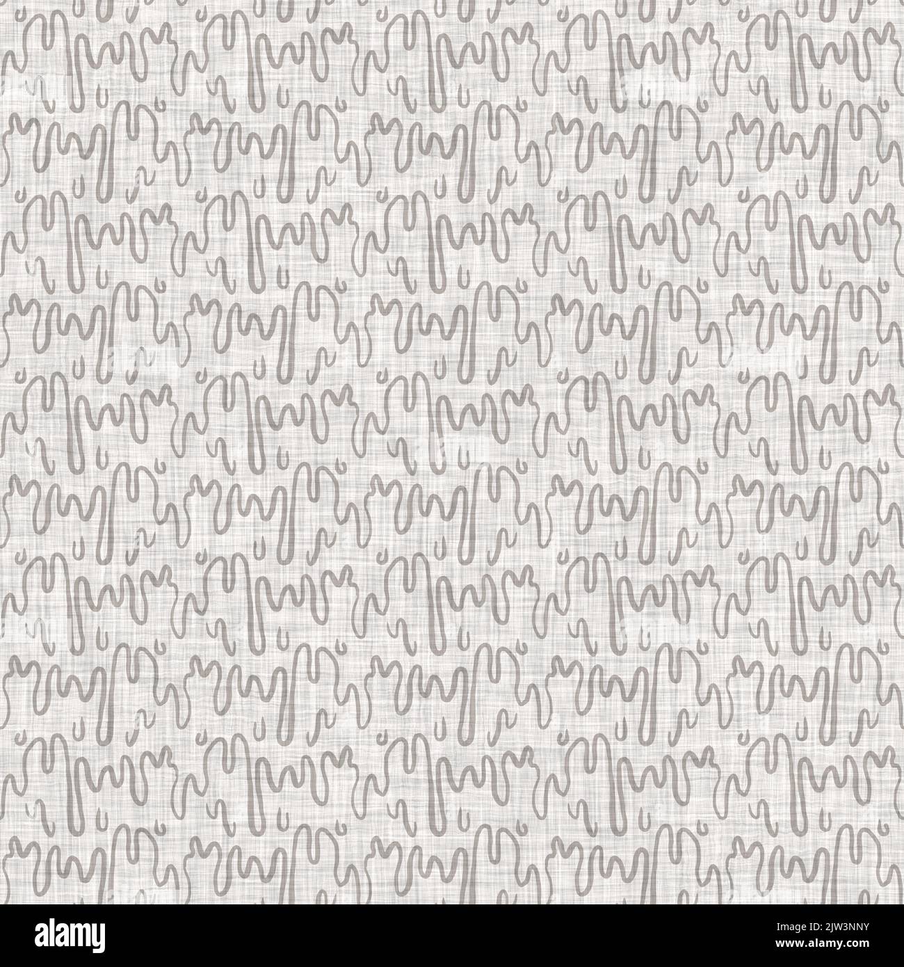 French grey doodle motif linen seamless pattern. Tonal country cottage ...