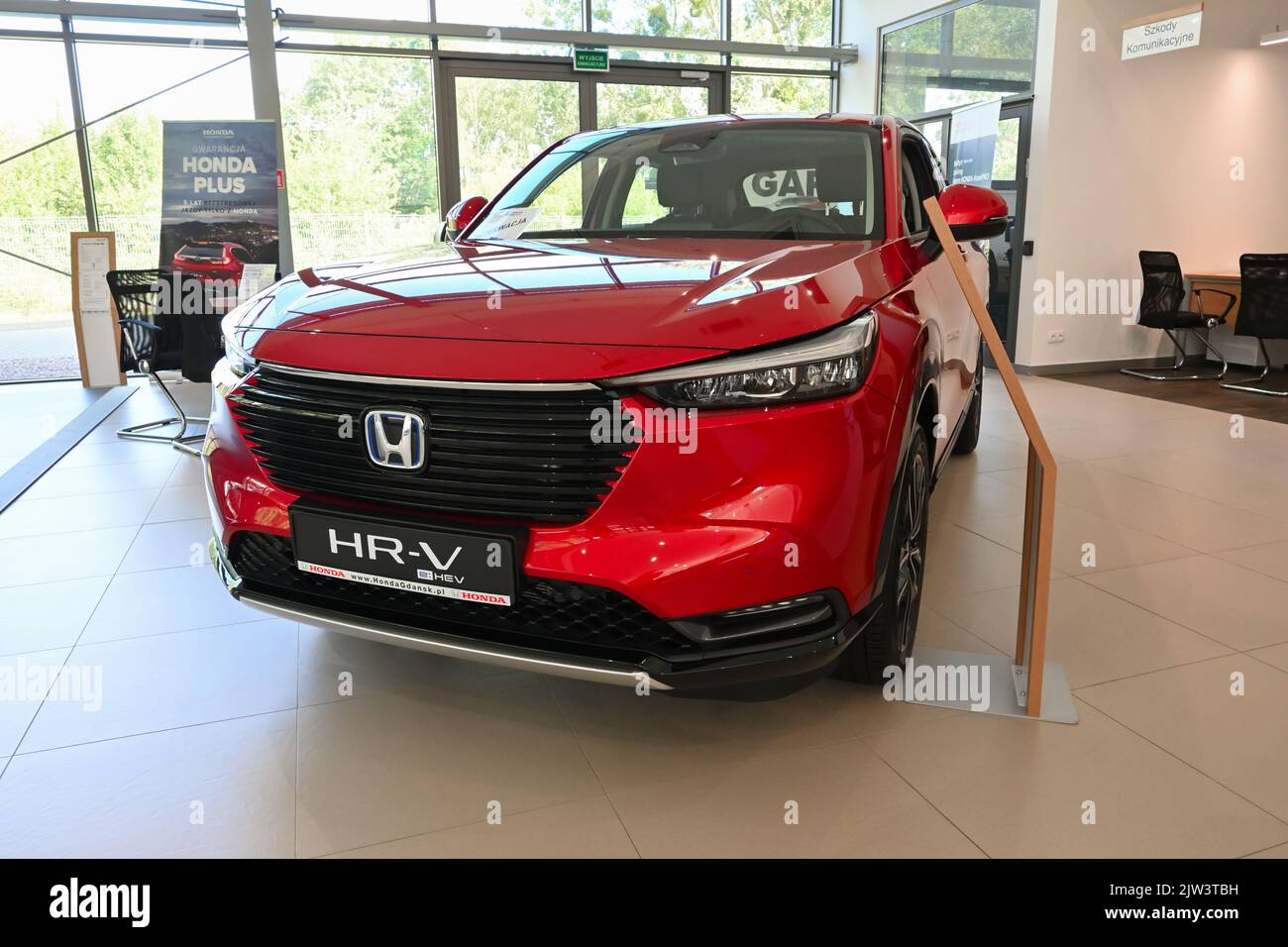 Gdansk, Poland - September 3, 2022: New model of Honda HR-V hybrid presented in the car showroom of Gdansk Stock Photo