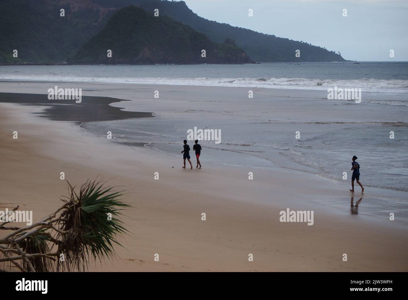 Beach atmosphere of a tourist destination in Banyuwangi, East Java, Indonesia Stock Photo