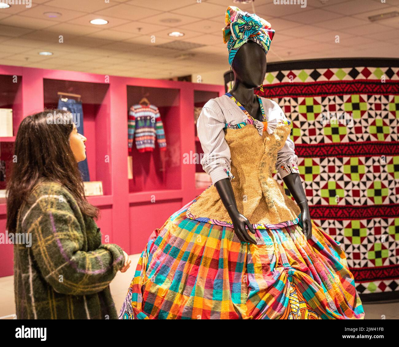 london-uk-03rd-sep-2022-museum-staff-with-the-dress-a-wearable