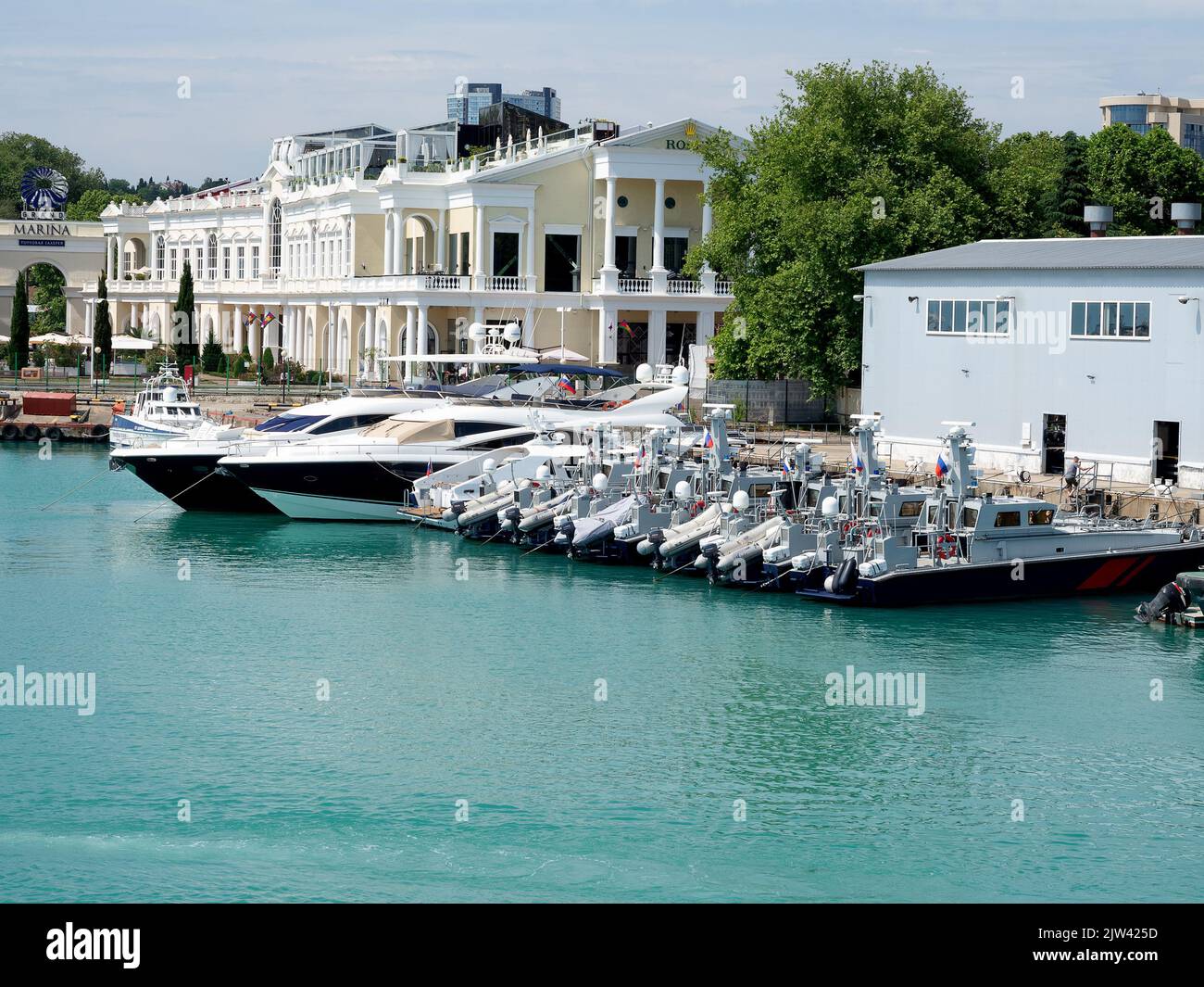 Russia, Sochi 12.06.2022. Maritime ship rescue service Inflatable boats