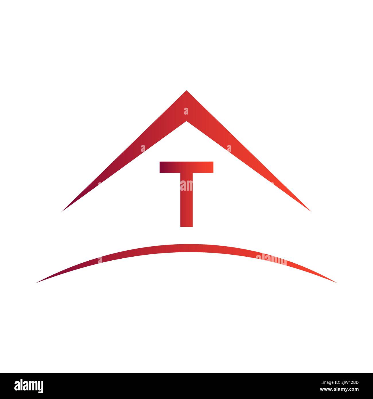 T logo with real estate house building roof, template. Victor Stock ...