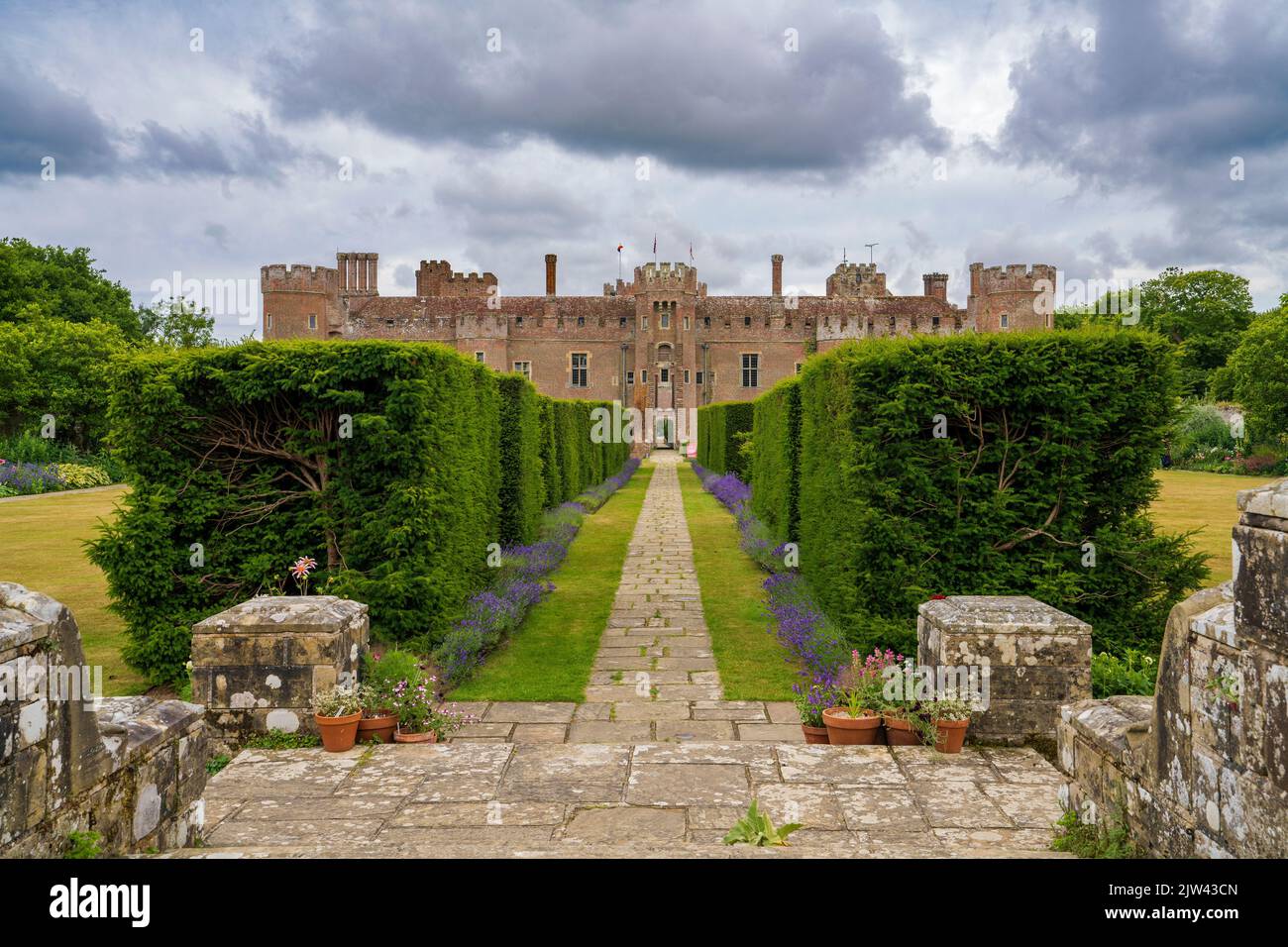 The gardens at Herstmonceux Castle, Herstmonceux, East Sussex, England, Uk Stock Photo