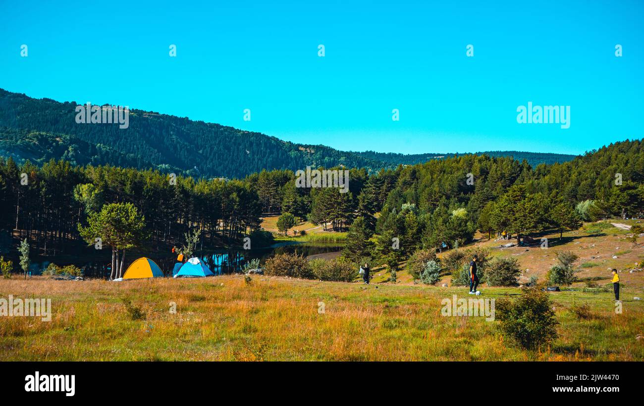 camping in Karagol Geosite, Black Lake, Kizilcahamam, Ankara, Turkey