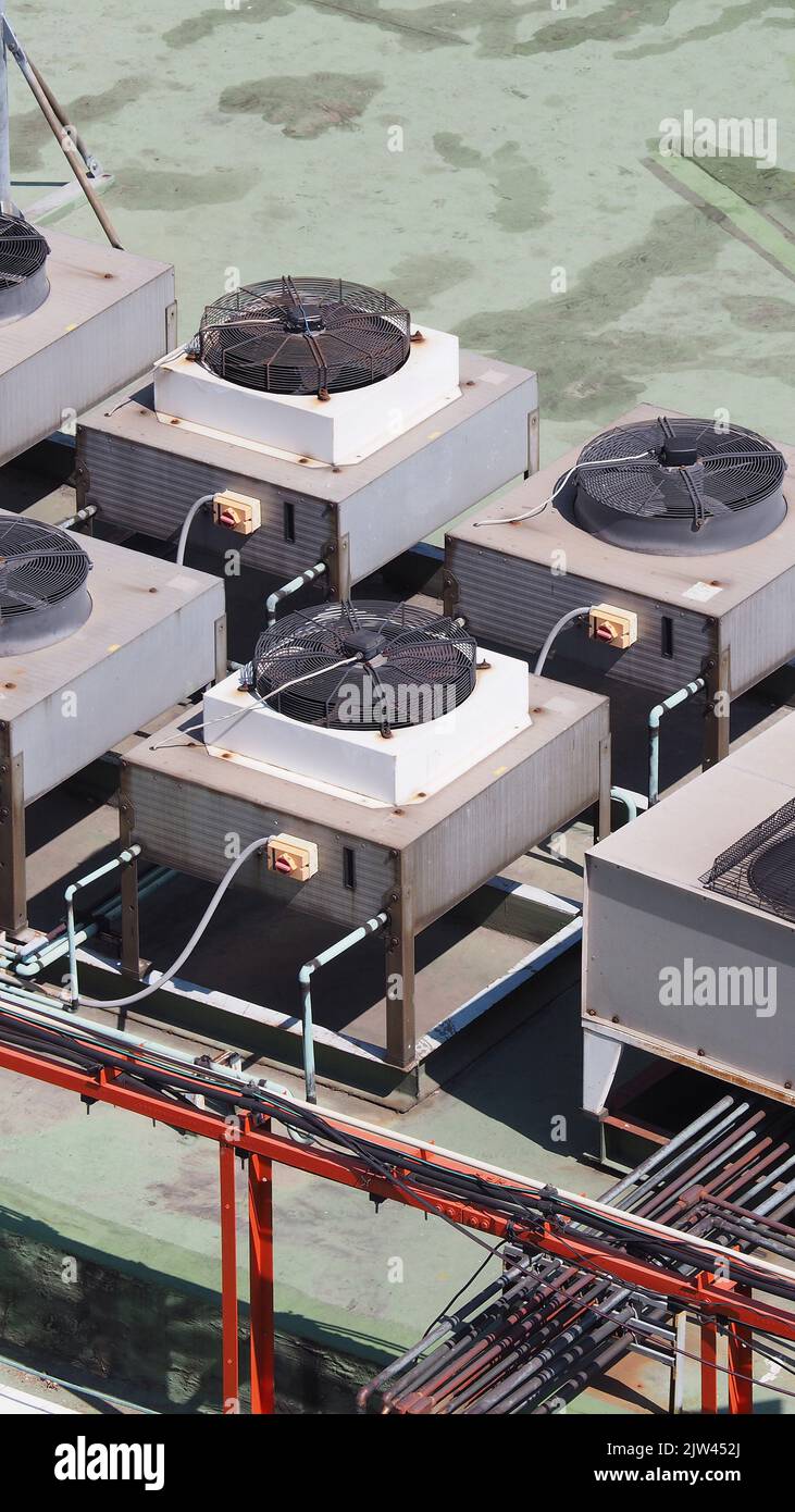 Old air conditioner Compressor on the terrace space and outdoor in