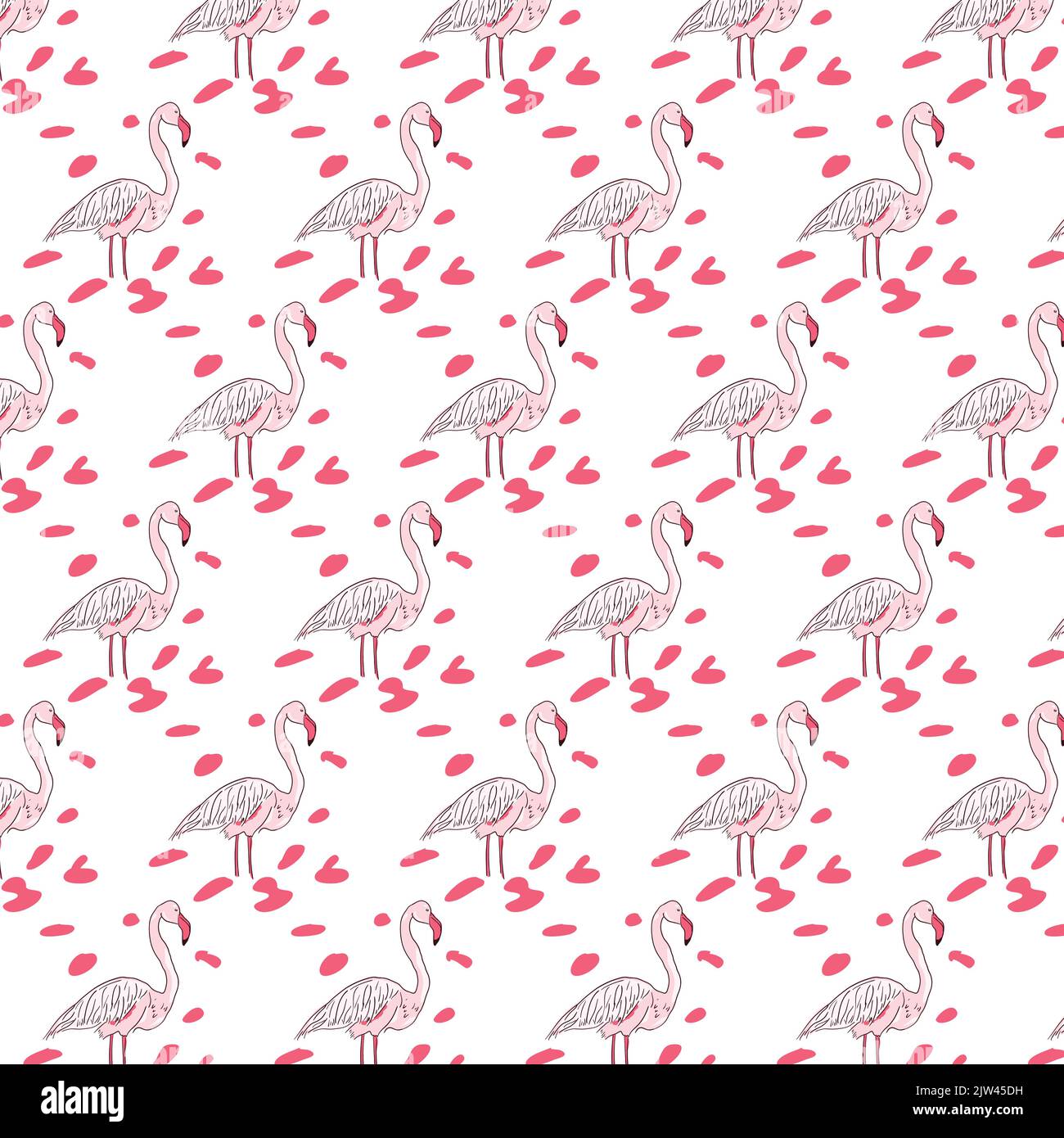 Seamless vector flamingo hand drawn pattern Stock Vector