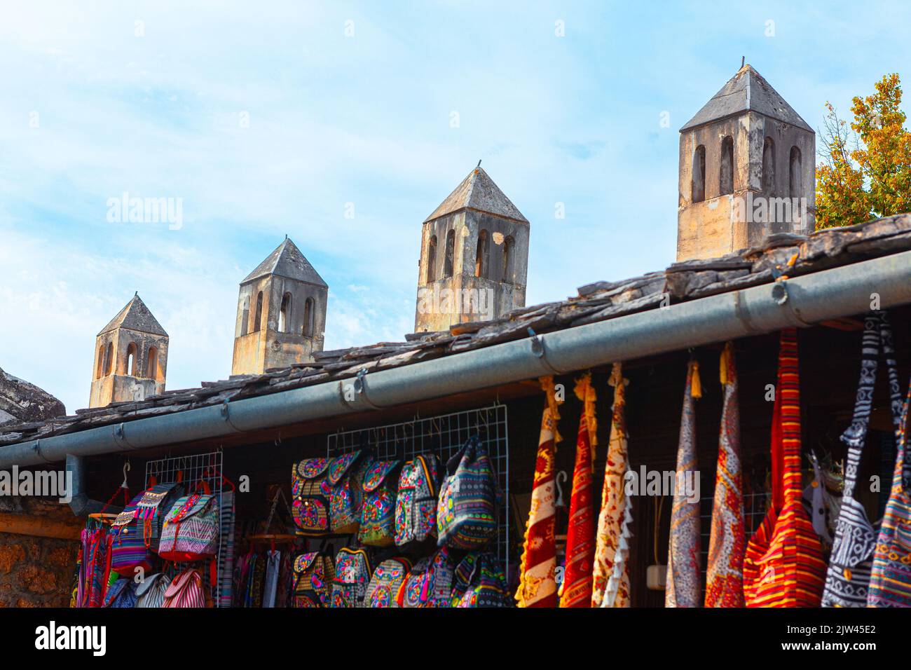 Street Bazaar In Bosnia and Herzegovina . Street market with Balkan