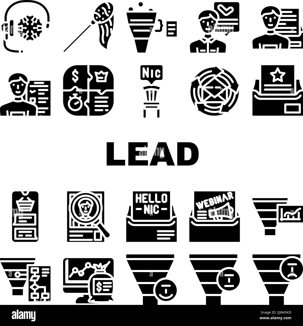 lead generation customer business icons set vector Stock Vector Image ...