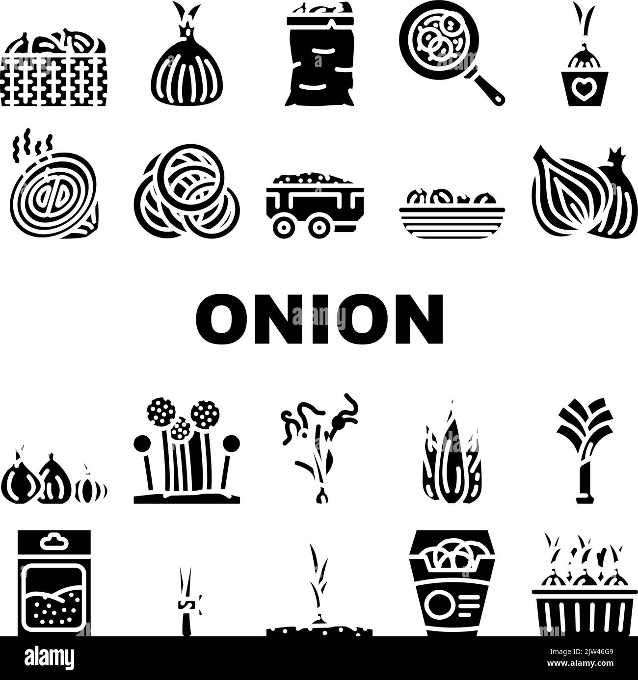 onion white red food vegetable icons set vector Stock Vector