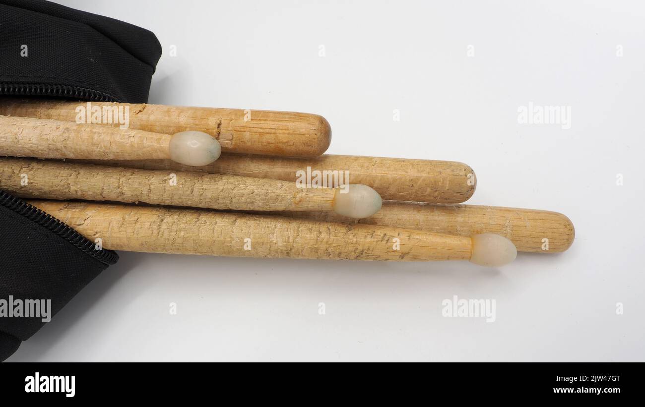 Drum sticks which made from real wood material and black color fabric