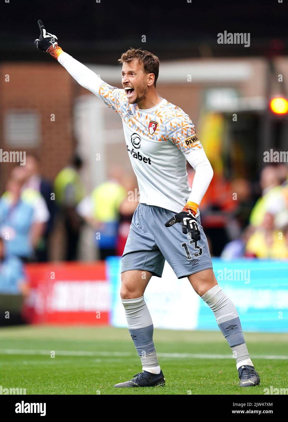 AFC Bournemouth goalkeeper Murara Neto during the Premier League match at The City Ground, Nottingham. Picture date: Saturday September 3, 2022. Stock Photo