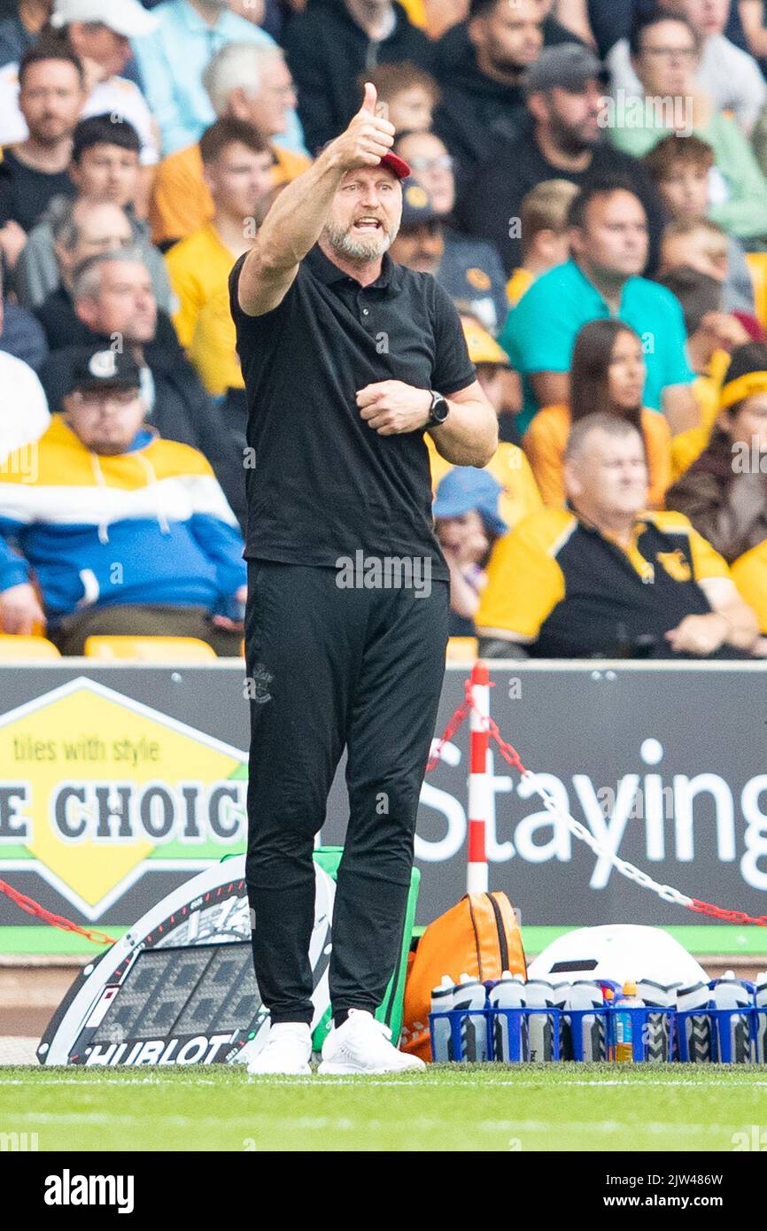 Ralph HasenhŸttl, manager of Southampton during the Premier League match between Wolverhampton Wanderers and Southampton at Molineux, Wolverhampton on Saturday 3rd September 2022. (Credit: Gustavo Pantano | MI News) Credit: MI News & Sport /Alamy Live News Stock Photo