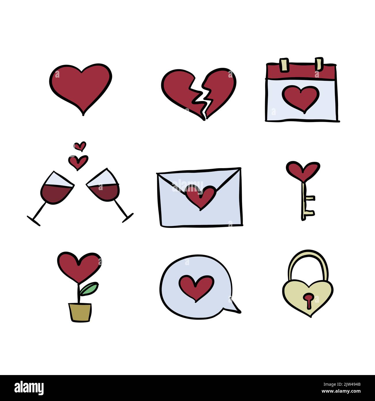 Set of cartoon icon for Valentine's day Stock Vector Image & Art - Alamy