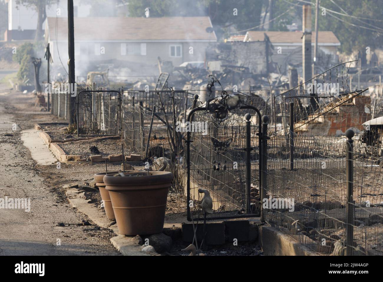 Weed, United States. 23rd Aug, 2022. A view of the remains of multiple