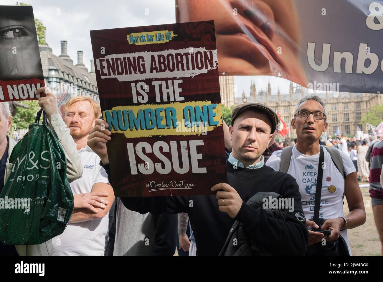 London, UK. 3rd September, 2022. Pro-life supporters take part in the annual anti-abortion 'March For Life' rally in Parliament Square. Credit: Wiktor Szymanowicz/Alamy Live News Stock Photo