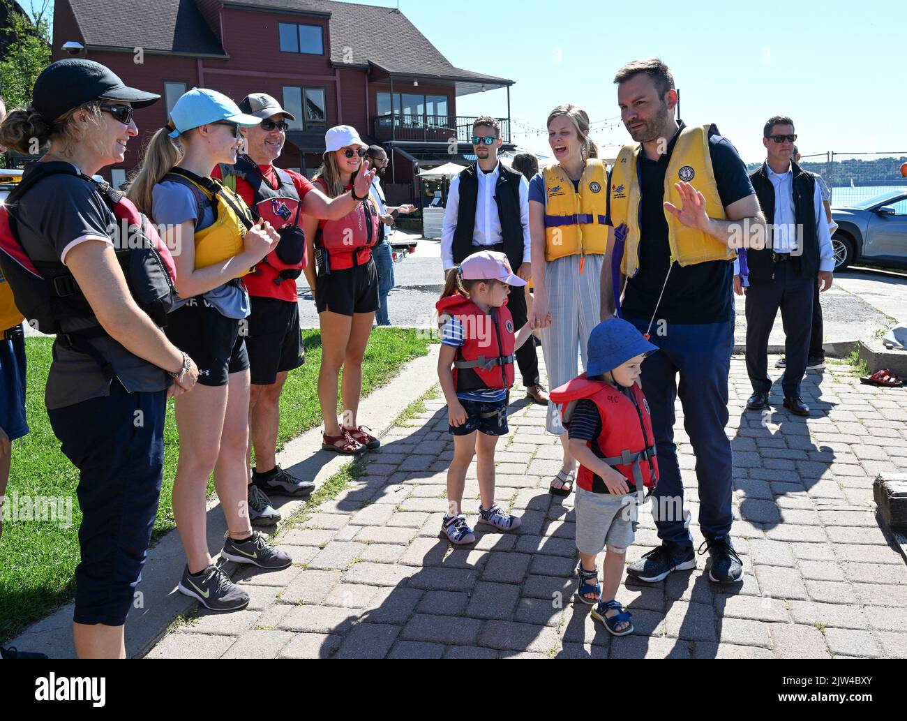 Parti Quebecois Leader Paul StPierre Plamondon meets people as he