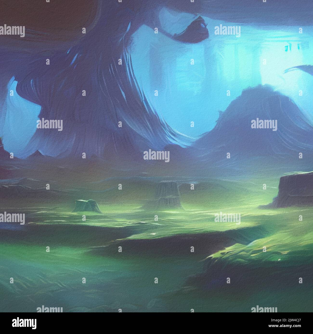Digital concept art style painting of a whimsical sci-fi environment ...