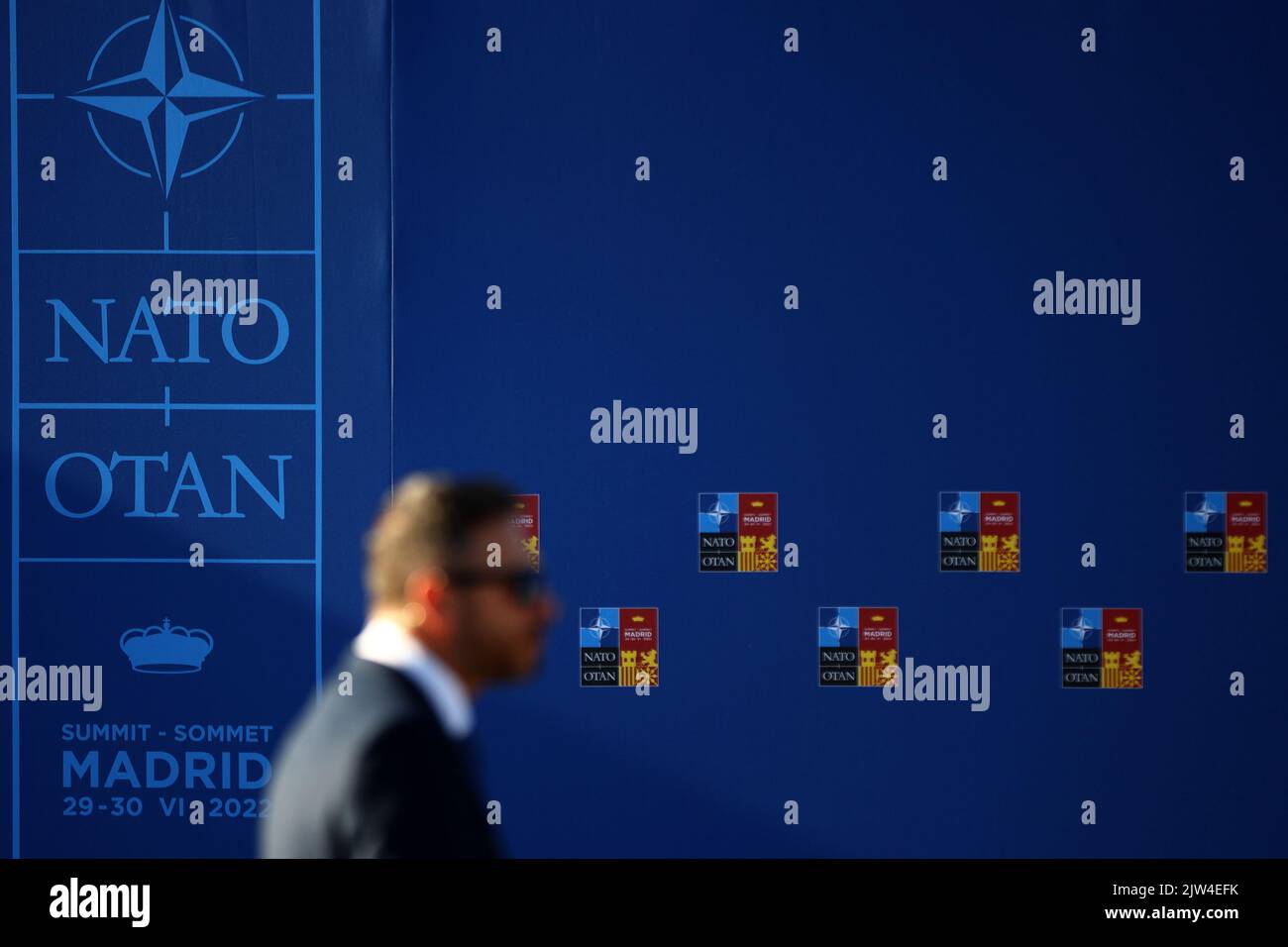 Spain, Madrid 29 June, 2022 Spanish security police officer guards