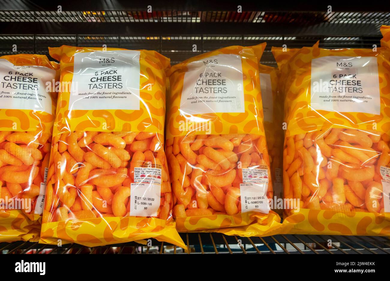 6 pack Cheese Tasters on shelf at M&S in Liverpool Stock Photo