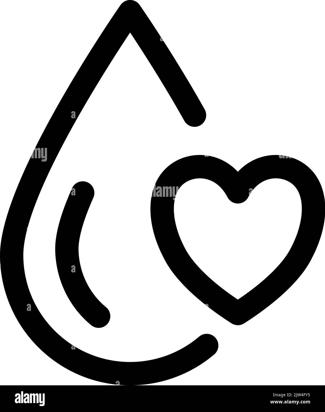 Monoline vector drop water and heart logo icon blood donar. Sign donation freshness and clear water for design template Stock Vector