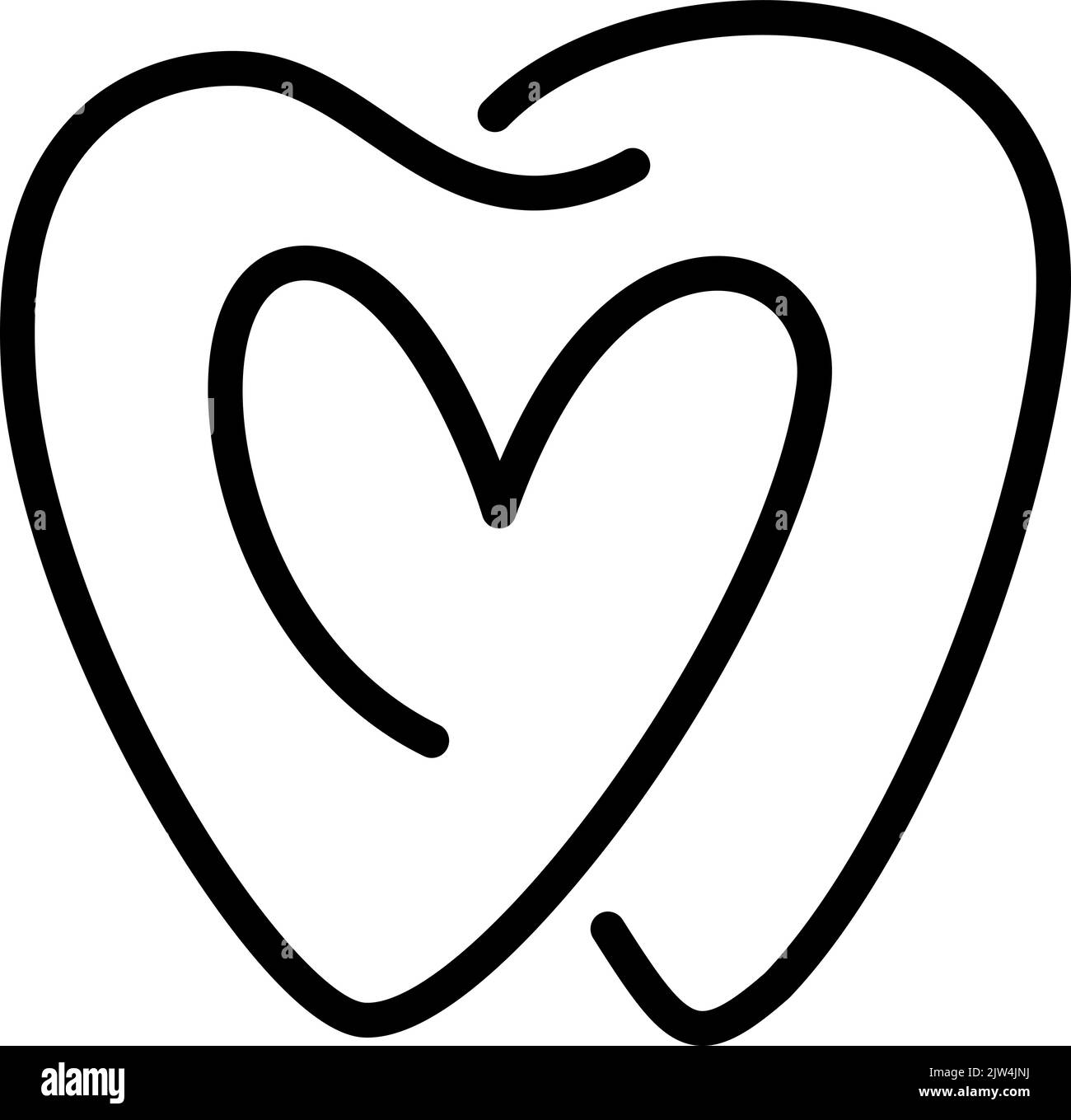 Monoline vector tooth and heart icon. Dentistry symbol. Medical sign