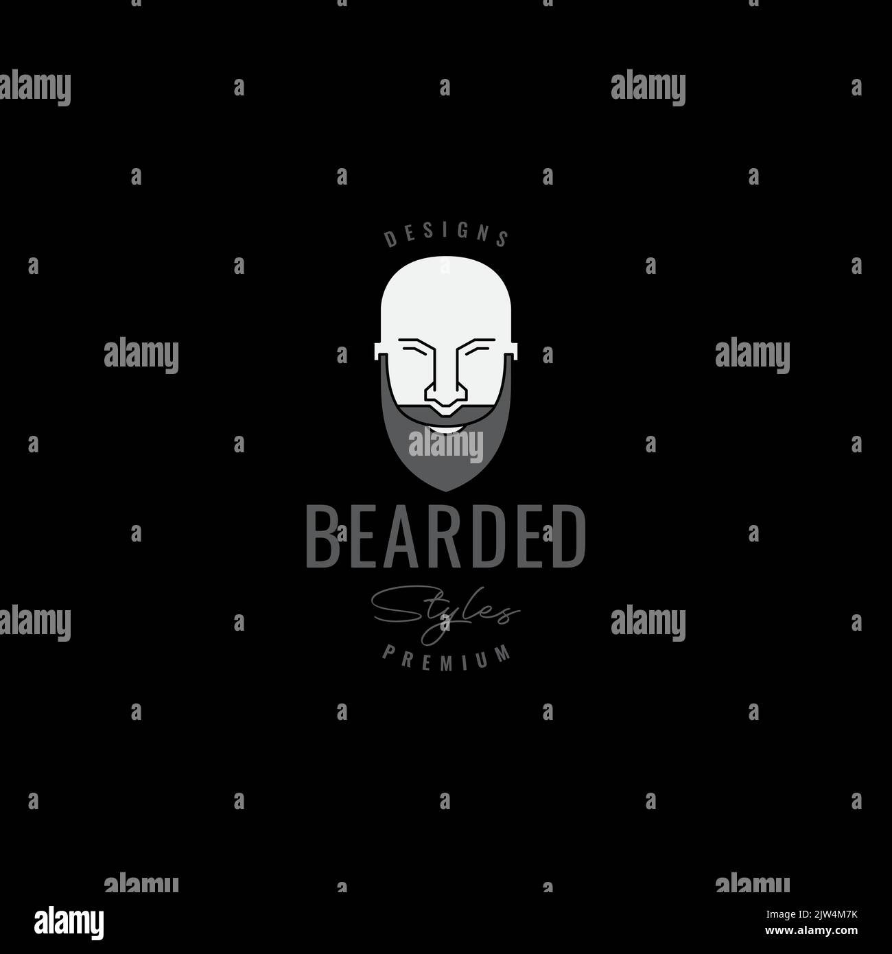 cool man bearded and bald logo design Stock Vector