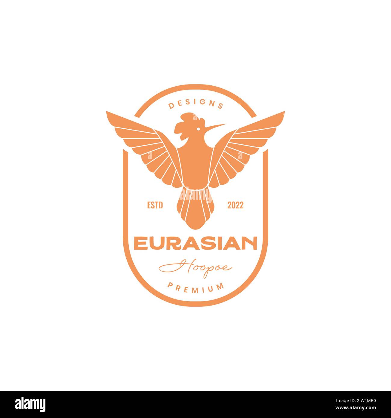 Eurasian hoopoe vintage logo bird Stock Vector